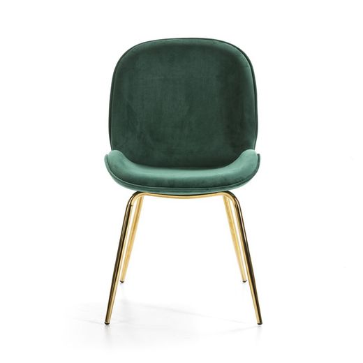 Chaise en velours vert avec pieds dorés48x60x85.5