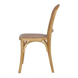 Chaise Vivendi en bois d'orme et rotin marron, 43x42x89 cm