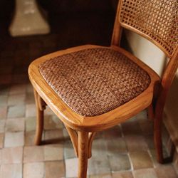 Chaise Vivendi en bois d'orme et rotin marron, 43x42x89 cm