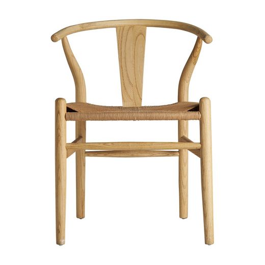 Silla Wishbone de madera de olmo en natural, 53 x 56 x 77 cm