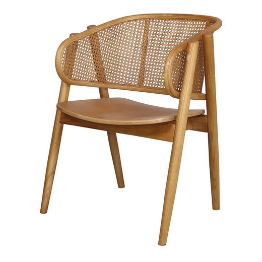 YumaK Wood and Brown Rattan Chair, 53x43x80cm