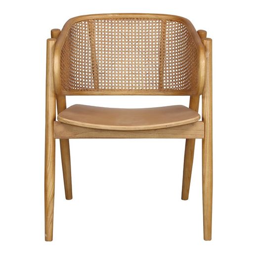 YumaK Wood and Brown Rattan Chair, 53x43x80cm