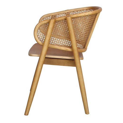 YumaK Wood and Brown Rattan Chair, 53x43x80cm