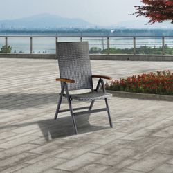 Chillvert Dominica Rattan e Poltrona de Alumínio para Multiposições de Jardim 59x68x107 cm