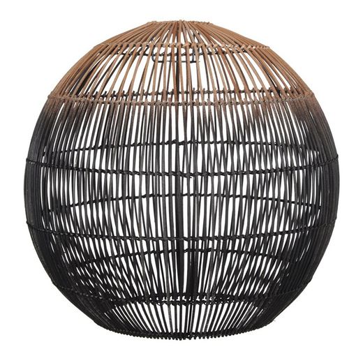 Pantalla de ratán en natural y negro, Ø 50 x 50 cm | Kolton