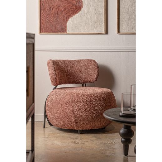 Fotel Bouclé Valence z bawełny bouclé i terakoty, 75 x 76 x 76 cm