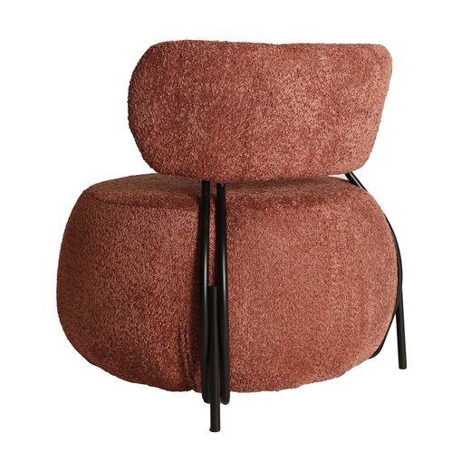 Fotel Bouclé Valence z bawełny bouclé i terakoty, 75 x 76 x 76 cm