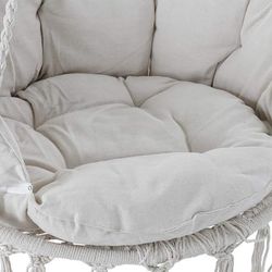Poltrona sospesa con cuscino in cotone beige, 100x80x145cm