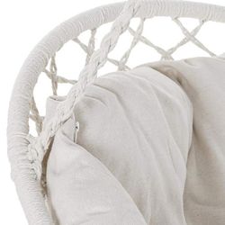Poltrona sospesa con cuscino in cotone beige, 100x80x145cm