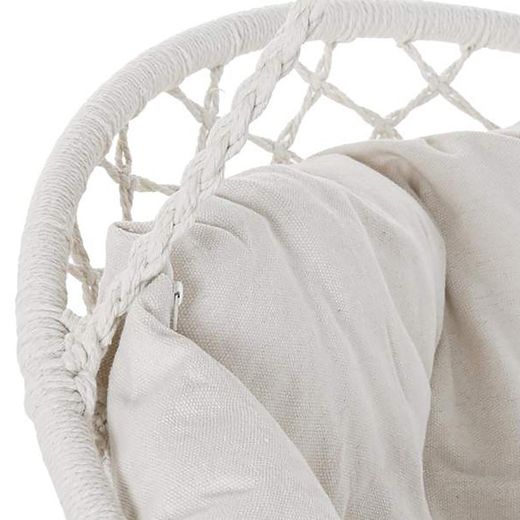 Fauteuil suspendu avec coussin en coton beige, 100x80x145cm