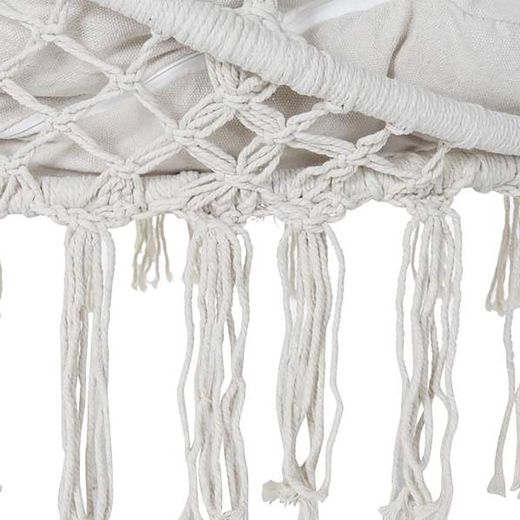 Fauteuil suspendu avec coussin en coton beige, 100x80x145cm