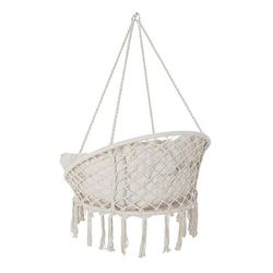 Fauteuil suspendu avec coussin en coton beige, 100x80x145cm