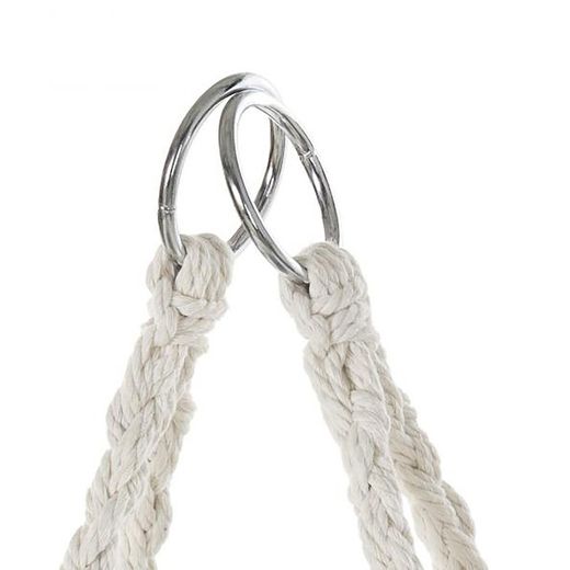 Fauteuil suspendu avec coussin en coton beige et bambou, 82x62x123cm