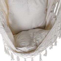 Hanging Armchair with Beige Cotton and Pine Cushion 90x90x135cm
