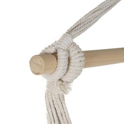 Hanging Armchair with Beige Cotton and Pine Cushion 90x90x135cm