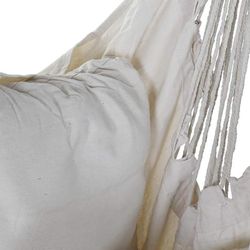 Hanging Armchair with Beige Cotton and Pine Cushion 90x90x135cm