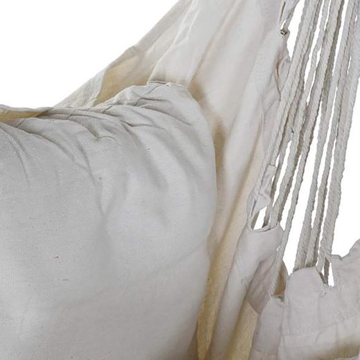 Hanging Armchair with Beige Cotton and Pine Cushion 90x90x135cm