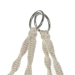 Beige hængende lænestol i stål og bomuld, 80x63x120cm