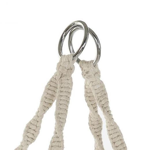 Beige hængende lænestol i stål og bomuld, 80x63x120cm