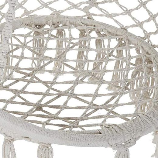 Beige hængende lænestol i stål og bomuld, 80x63x120cm