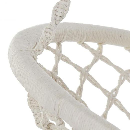 Beige hængende lænestol i stål og bomuld, 80x63x120cm