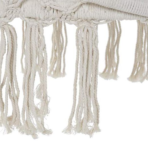 Beige hængende lænestol i stål og bomuld, 80x63x120cm