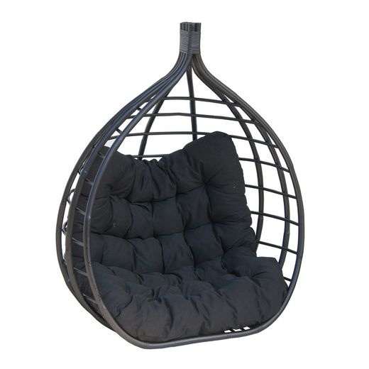 Black rattan hanging chair, 90 x 67 x 122 cm | Parma