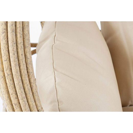 Poltrona sospesa in rattan sintetico beige, 100x70x185cm