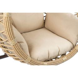 Poltrona sospesa in rattan sintetico beige, 100x70x185cm