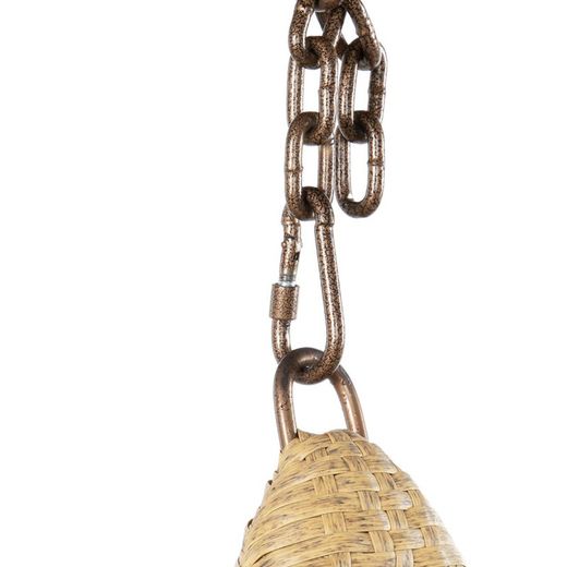 Poltrona sospesa in rattan sintetico beige, 100x70x185cm