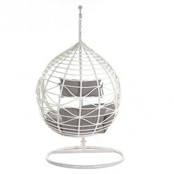 Hangfauteuil van wit synthetisch rotan, 107x107x198cm