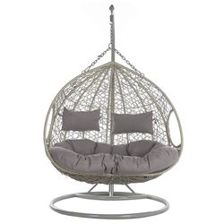 Fauteuil suspendu en rotin synthétique gris, 133x120x199cm