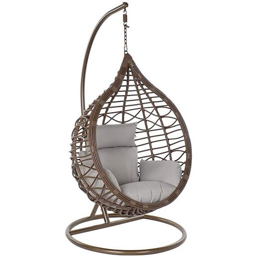 Poltrona suspensa de vime sintético marrom, 100x70x185cm
