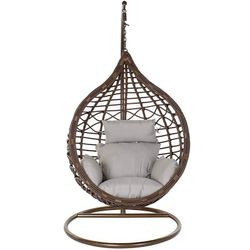 Καφέ συνθετική πολυθρόνα Rattan, 100x70x185cm