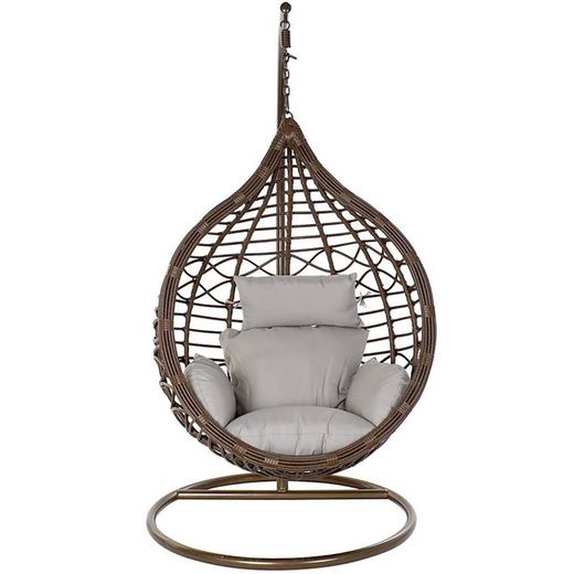 Καφέ συνθετική πολυθρόνα Rattan, 100x70x185cm