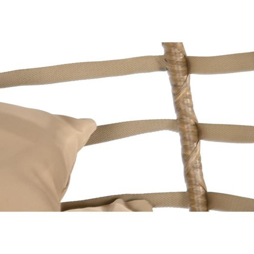 Wiszący fotel z syntetycznego rattanu i aluminium w kolorze naturalnym i ciemnobrązowym, 107 x 105 x 108 cm | Bryza