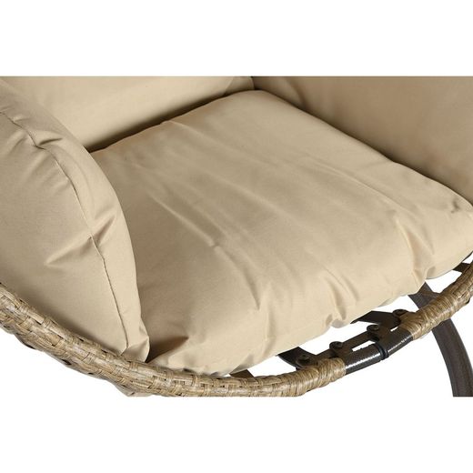 Wiszący fotel z syntetycznego rattanu i aluminium w kolorze naturalnym i ciemnobrązowym, 107 x 105 x 108 cm | Bryza