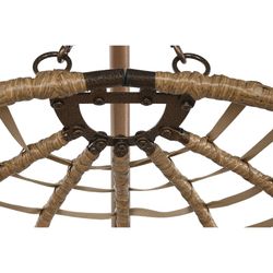 Wiszący fotel z syntetycznego rattanu i aluminium w kolorze naturalnym i ciemnobrązowym, 107 x 105 x 108 cm | Bryza