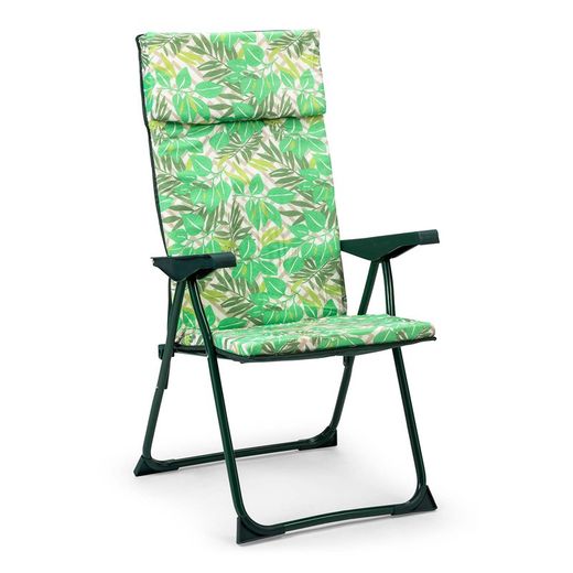 Poltrona de 5 posições com encosto de cabeça, estofamento de 3 cm e estrutura de aço, 62x60x108 cm