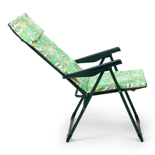 Poltrona de 5 posições com encosto de cabeça, estofamento de 3 cm e estrutura de aço, 62x60x108 cm