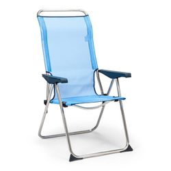 Poltrona com 5 posições, com encosto anatômico, em têxtil com estrutura em alumínio, 67x63x114 cm