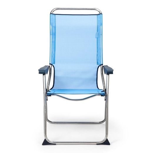 Poltrona com 5 posições, com encosto anatômico, em têxtil com estrutura em alumínio, 67x63x114 cm