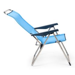 Poltrona com 5 posições, com encosto anatômico, em têxtil com estrutura em alumínio, 67x63x114 cm