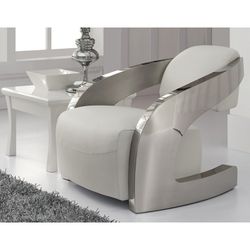 Rostfritt stål och läderfåtölj Amanda White, 85x100x73cm