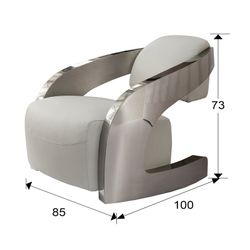 Rostfritt stål och läderfåtölj Amanda White, 85x100x73cm