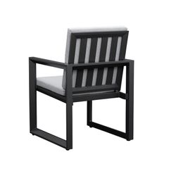Aluminum and fabric dining armchair in anthracite and medium gray, 60 x 63 x 90 cm | Onyx