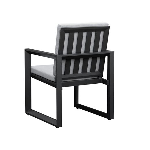 Aluminum and fabric dining armchair in anthracite and medium gray, 60 x 63 x 90 cm | Onyx