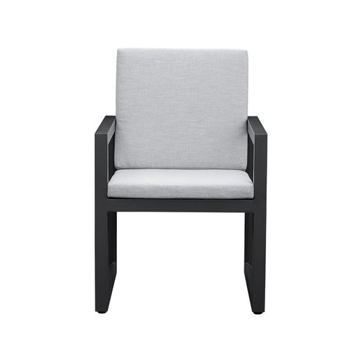 Aluminum and fabric dining armchair in anthracite and medium gray, 60 x 63 x 90 cm | Onyx