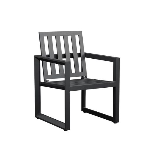 Aluminum and fabric dining armchair in anthracite and medium gray, 60 x 63 x 90 cm | Onyx
