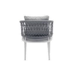 Aluminum, ceramic, and nautical rope garden dining set in white and gray | Bais + Isabela